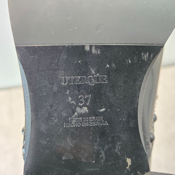 Uterque Oxford Shoe 7 Black Leather Spike Stud Goth Grunge Preppy Lace Up Loafer - Picture 8 of 11